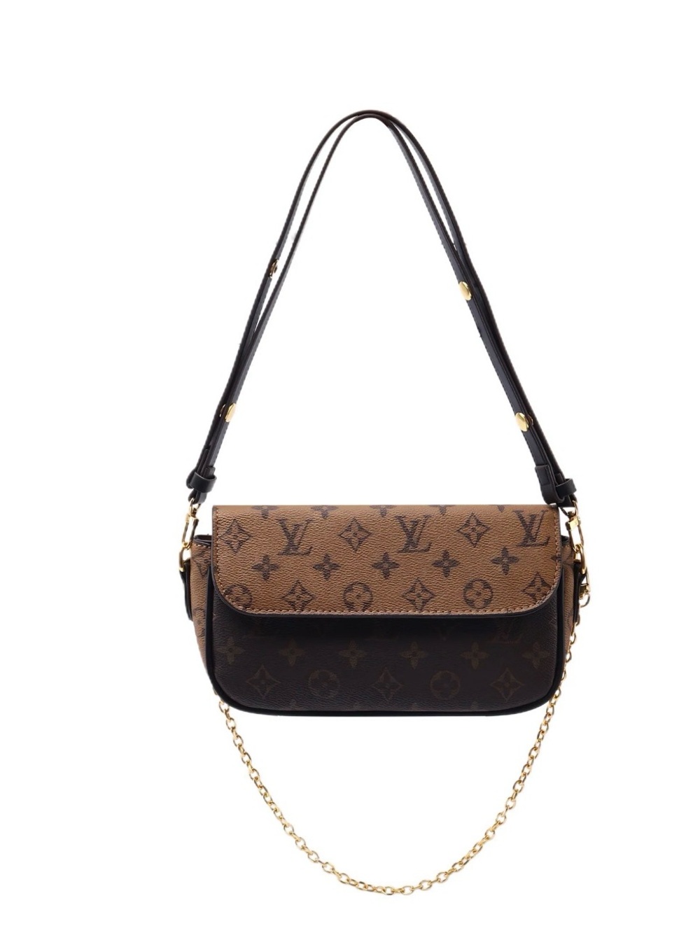 L*V  Monogram Crossbody Bag with Detachable Strap & Chain